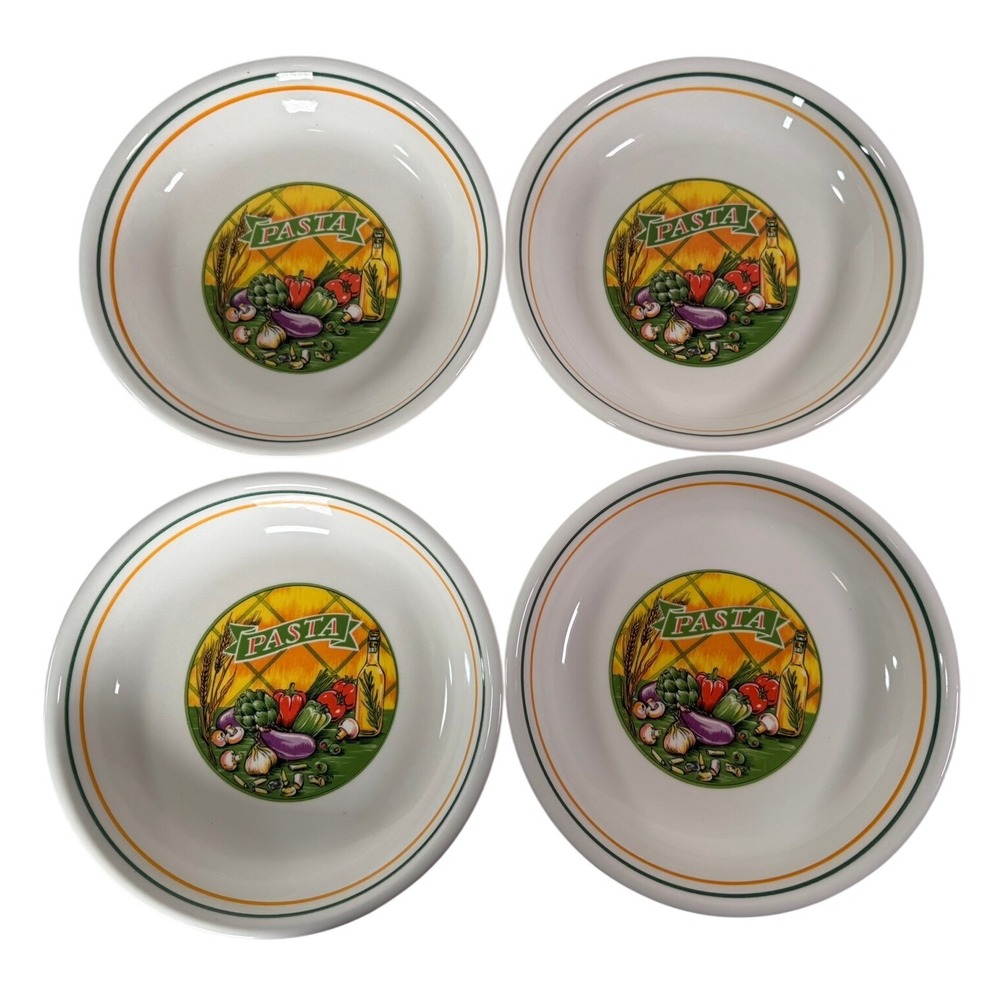 (Set of 4) Himark Made in Italy Pasta Bowls White Ceramic Dishwasher Safe 8.75"